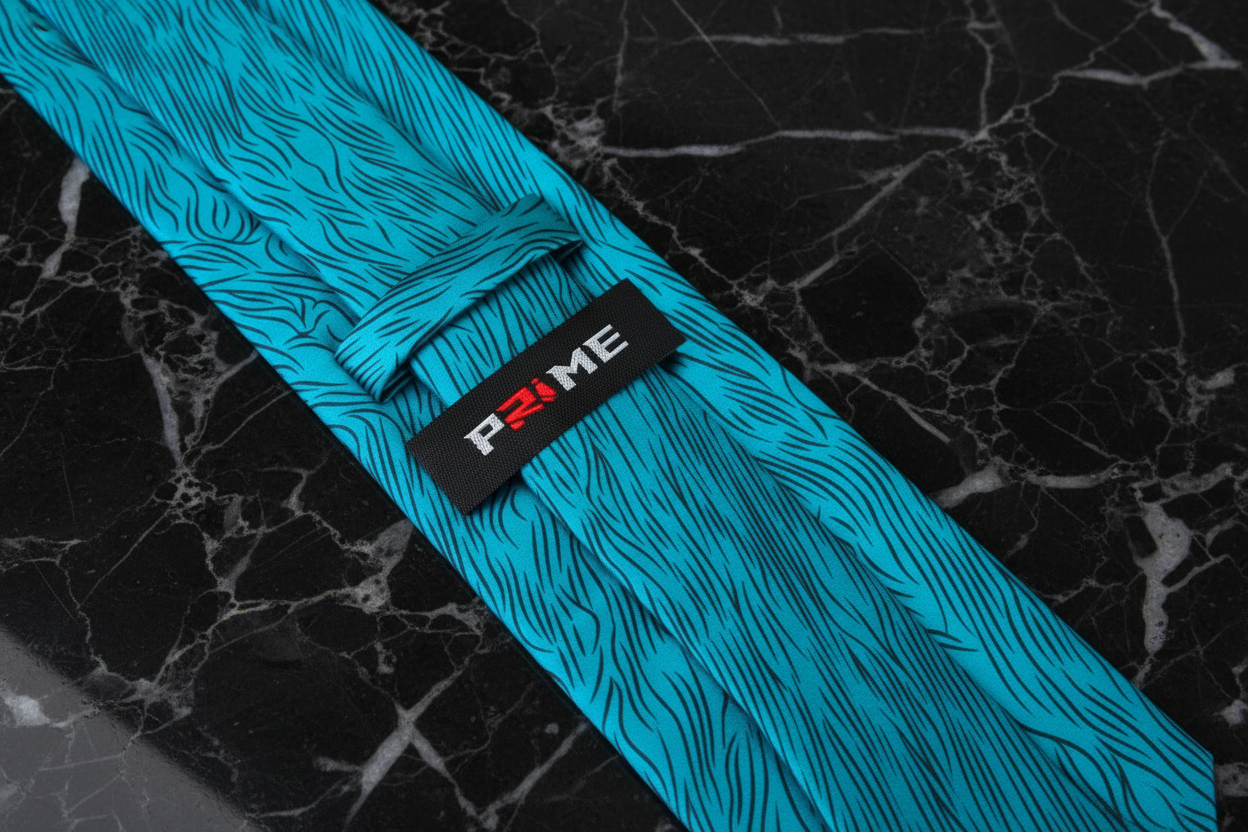 Teal Blue, Black Abstract Lines Tie Keep