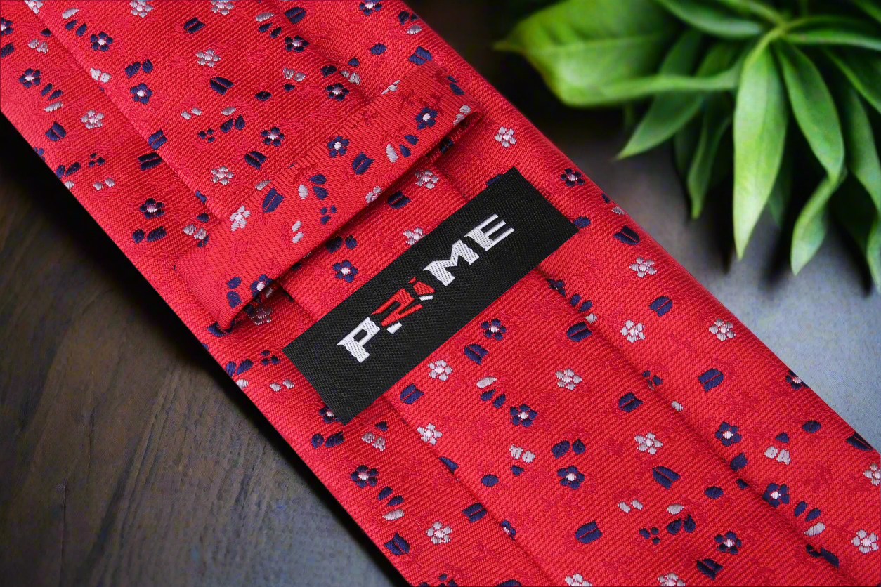 Tie Keep View: Red Floral Tie 