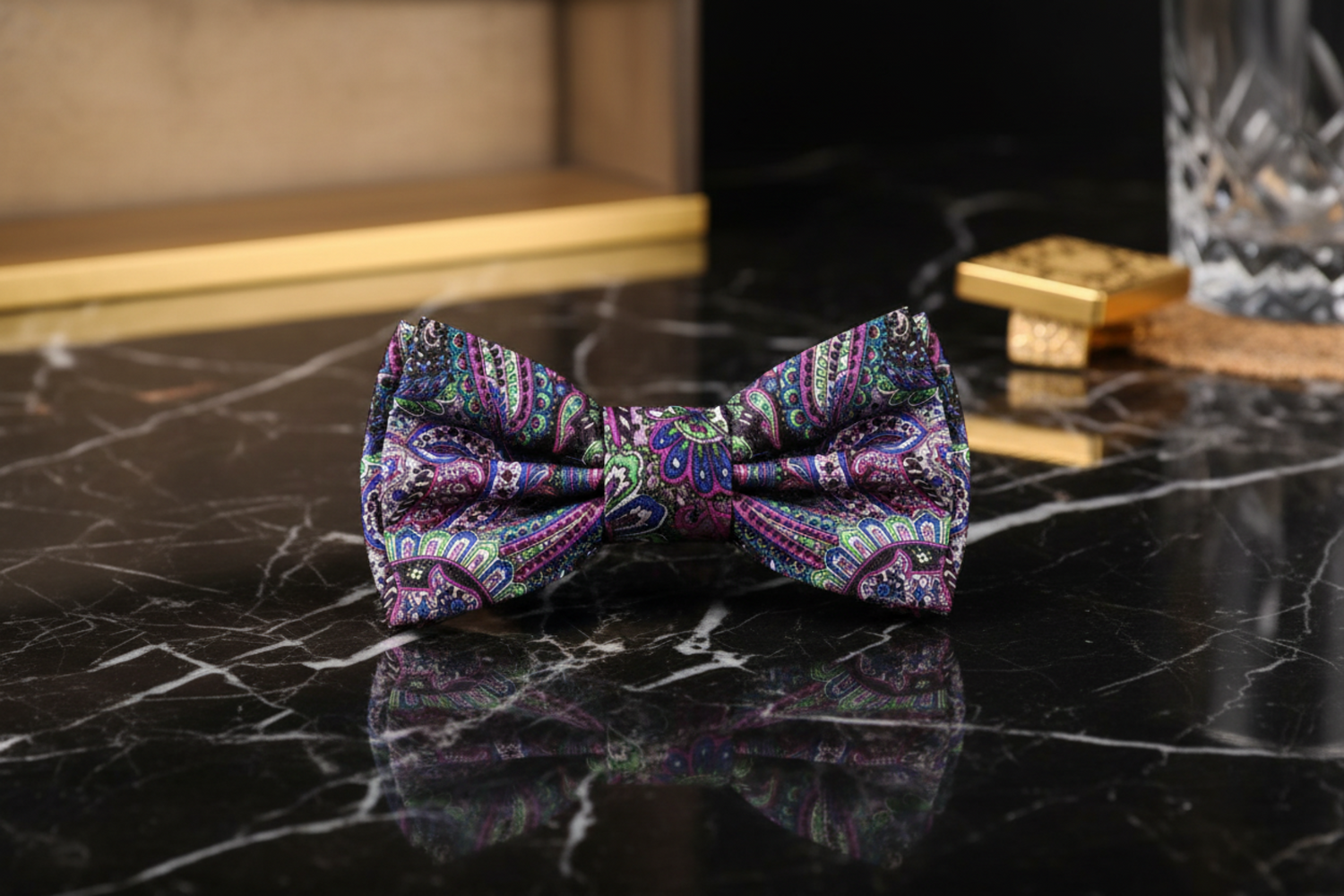Green Pink Blue Paisley Bow