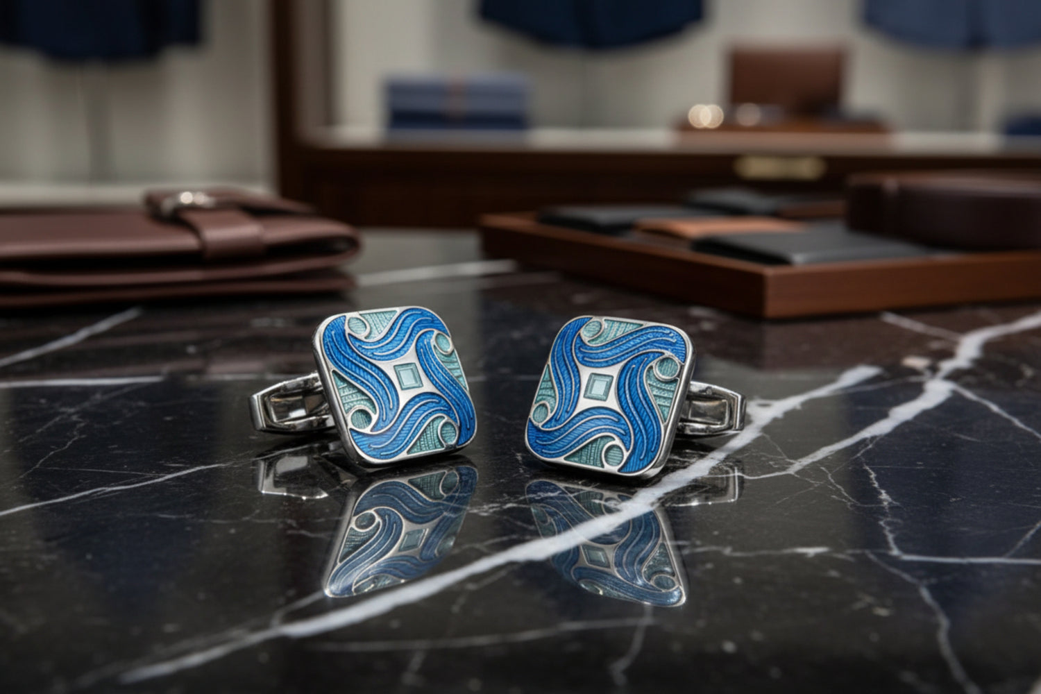 Blue Whirlpool Cufflinks