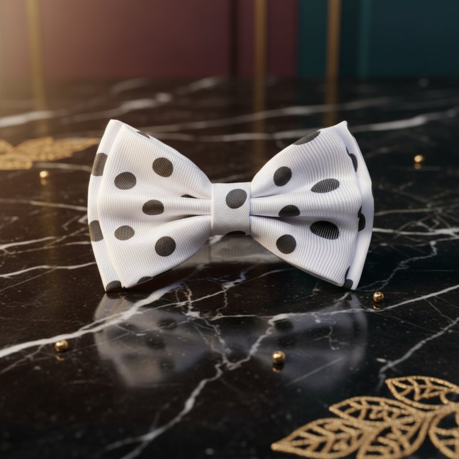 White with Black Dots Bow Tie