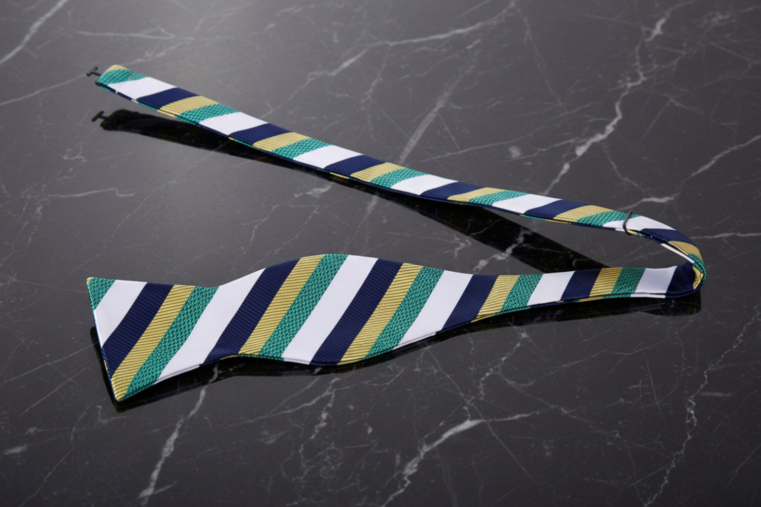 Alt View: Green, Gold, Blue Stripe Bow Tie