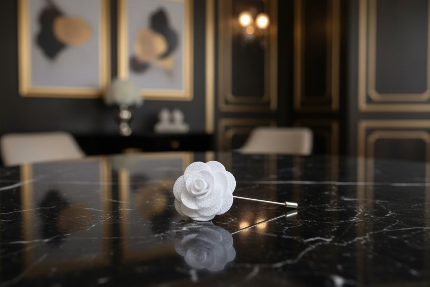 A White Colored Lapel Flower