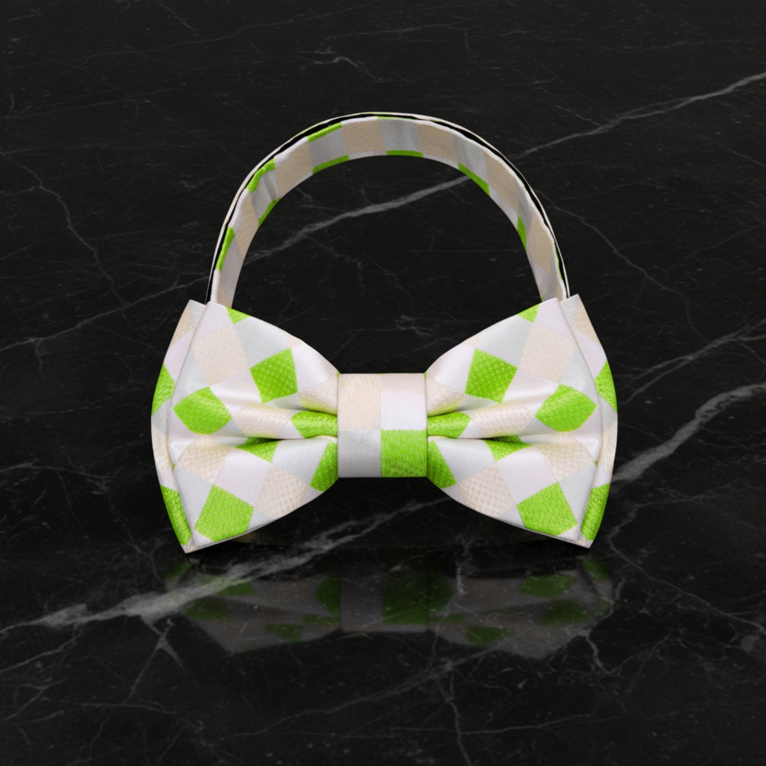 White, Green, Light Brown Pre Tied Bow Tie