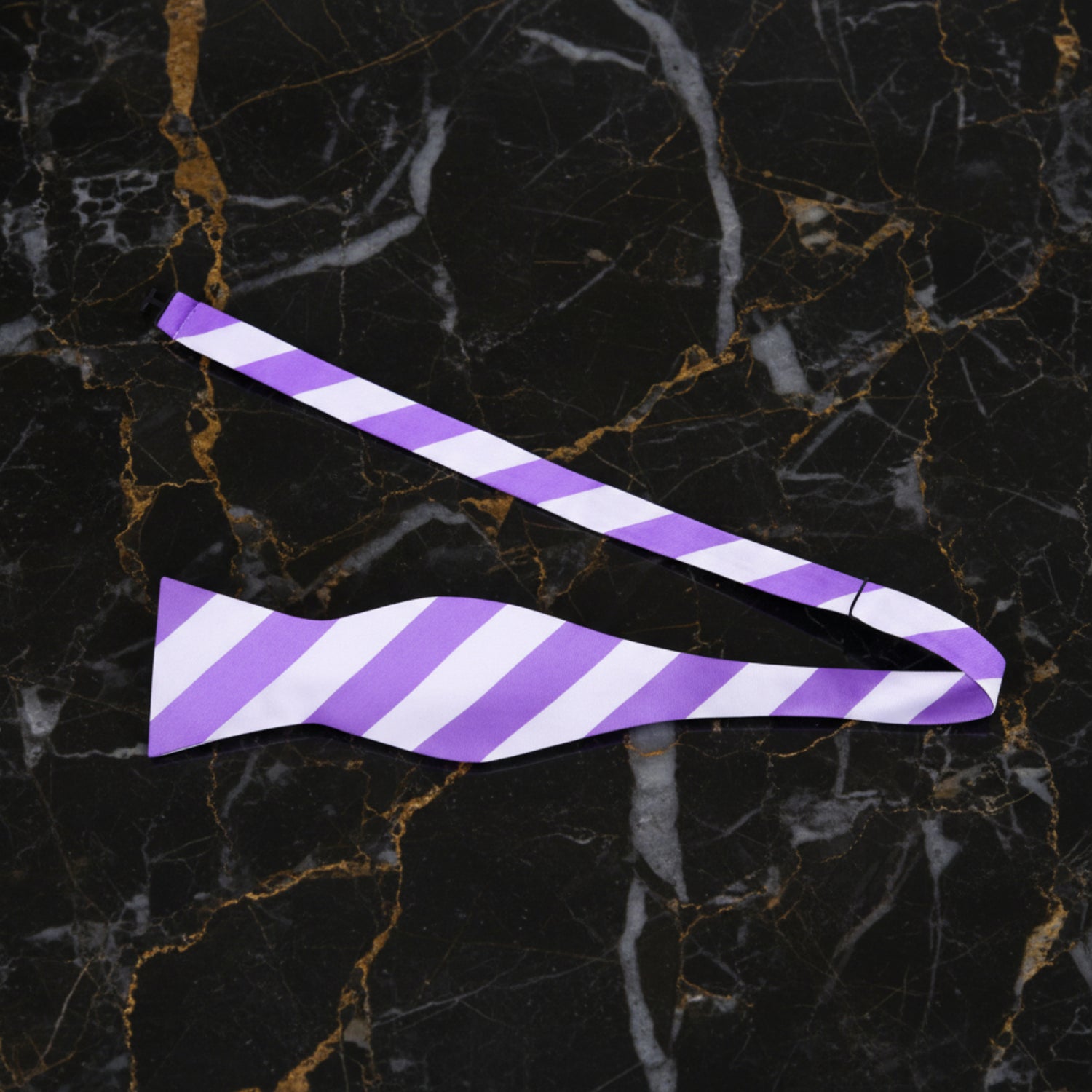 White, Purple Block Stripe Self Tie Bow Tie