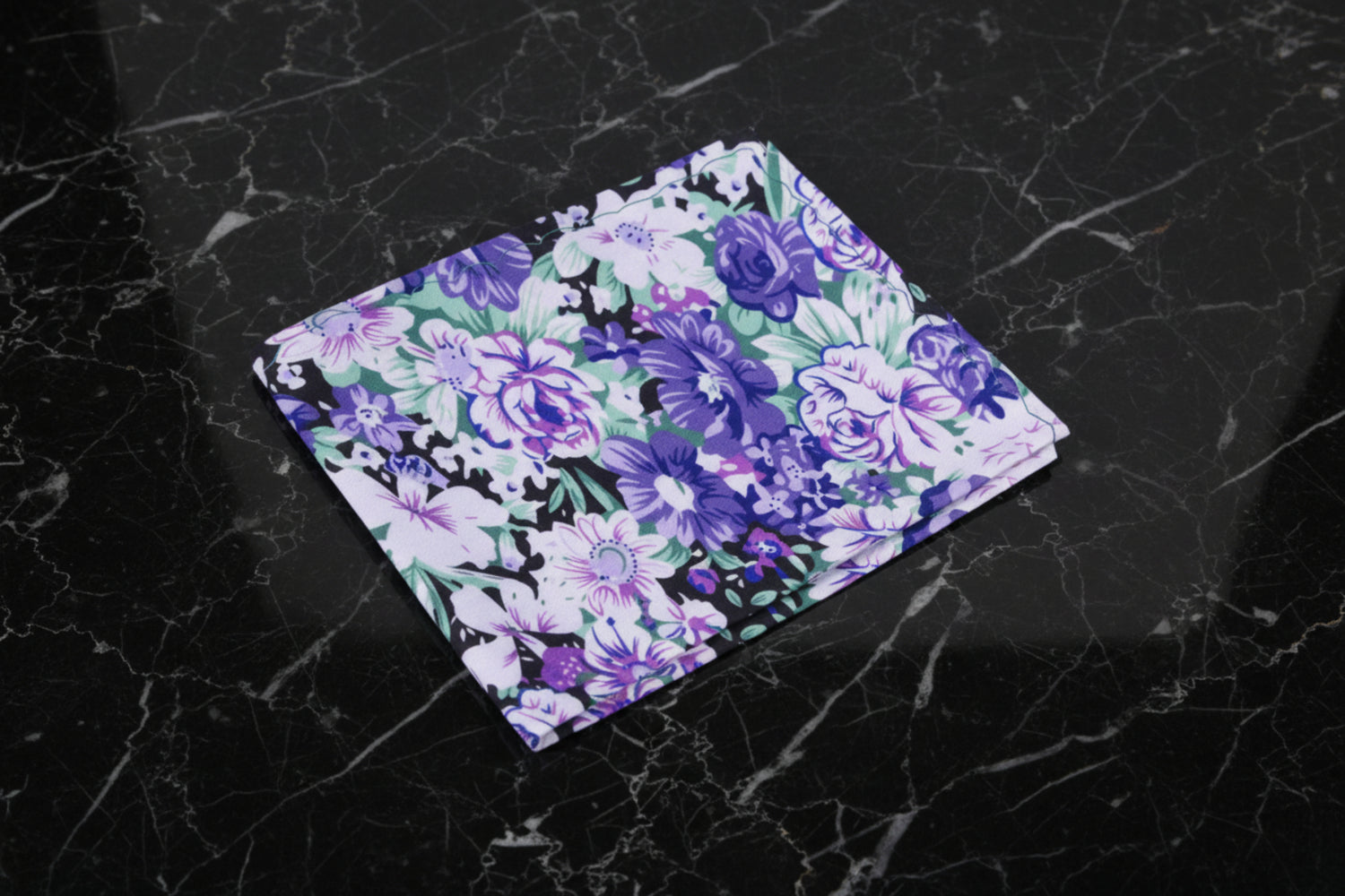 White, Green and Purple Floral Pocket Square