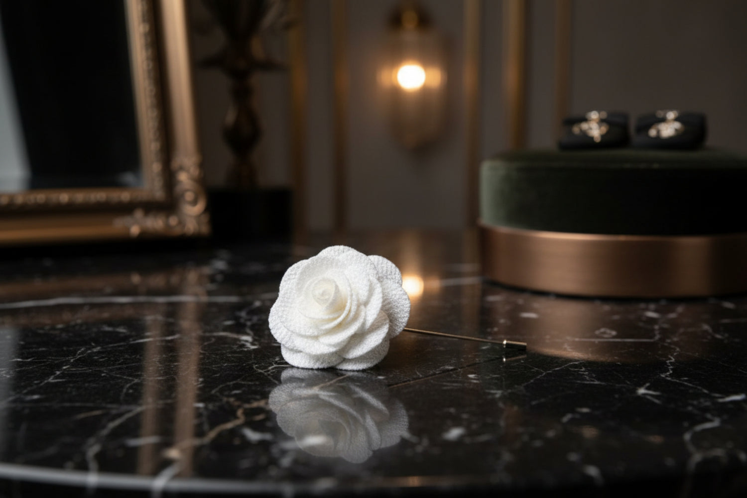 A White Colored Lapel Flower