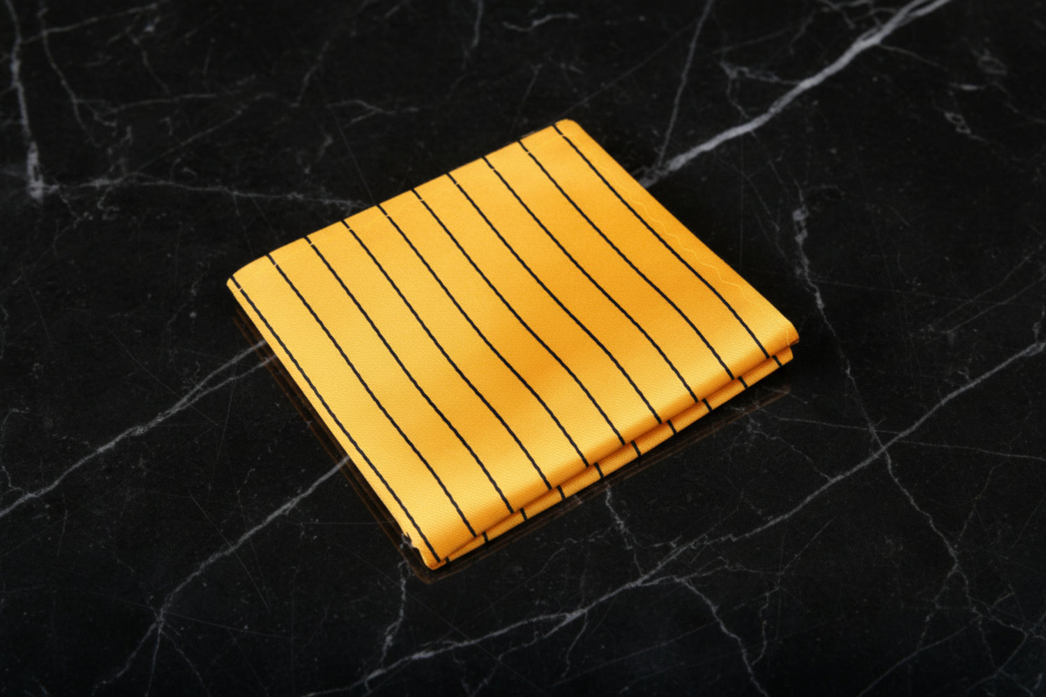 A Yellow and Black Stripe Pocket Square