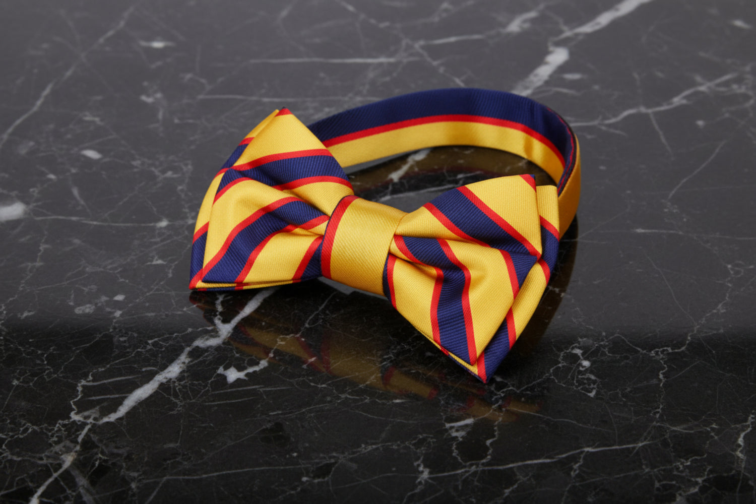 Yellow, Blue, Red Stripe Bow Tie Pre Tied