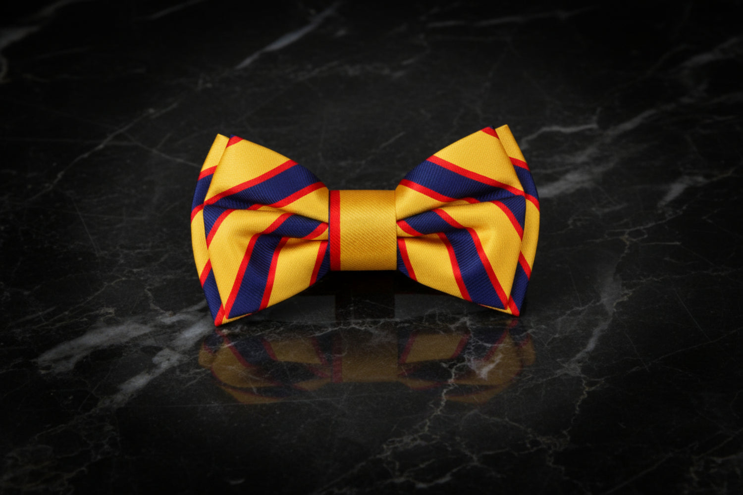 Yellow, Blue, Red Stripe Bow Tie Single