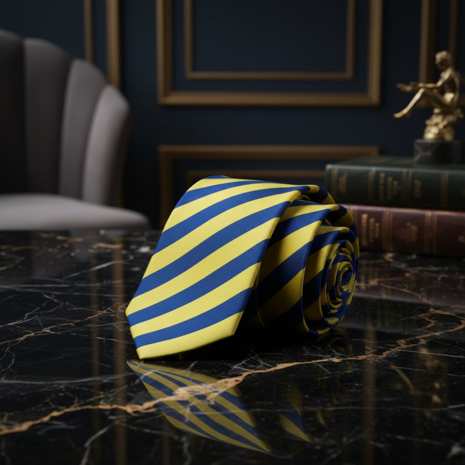 Single Tie: Yellow and Blue Stripe Tie