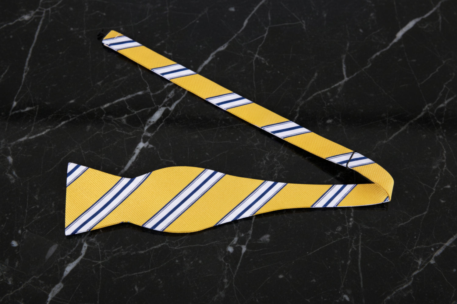 Yellow, White Stripe Bow Tie Untied
