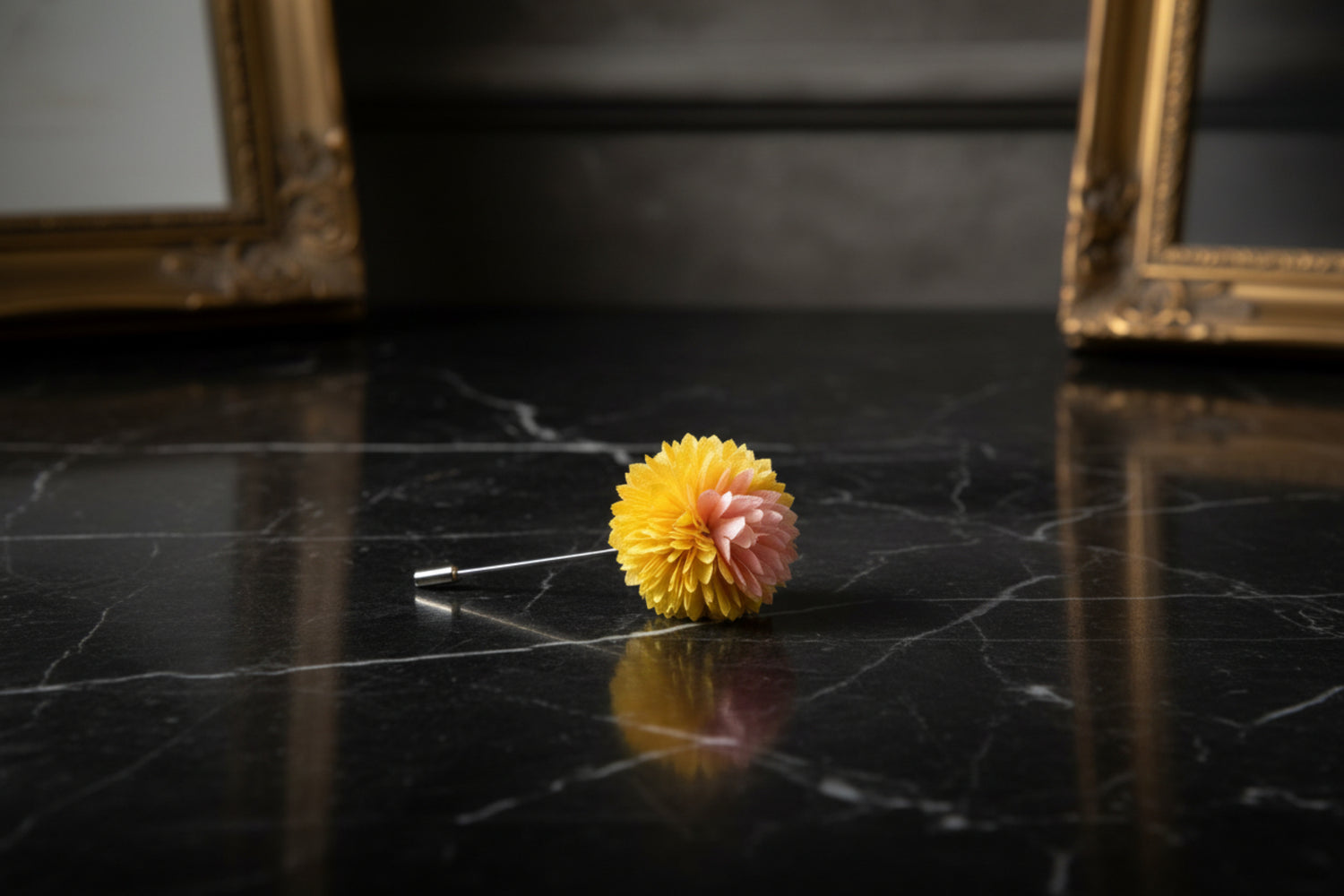 A Yellow, Pink Thin Petal Lapel Flower