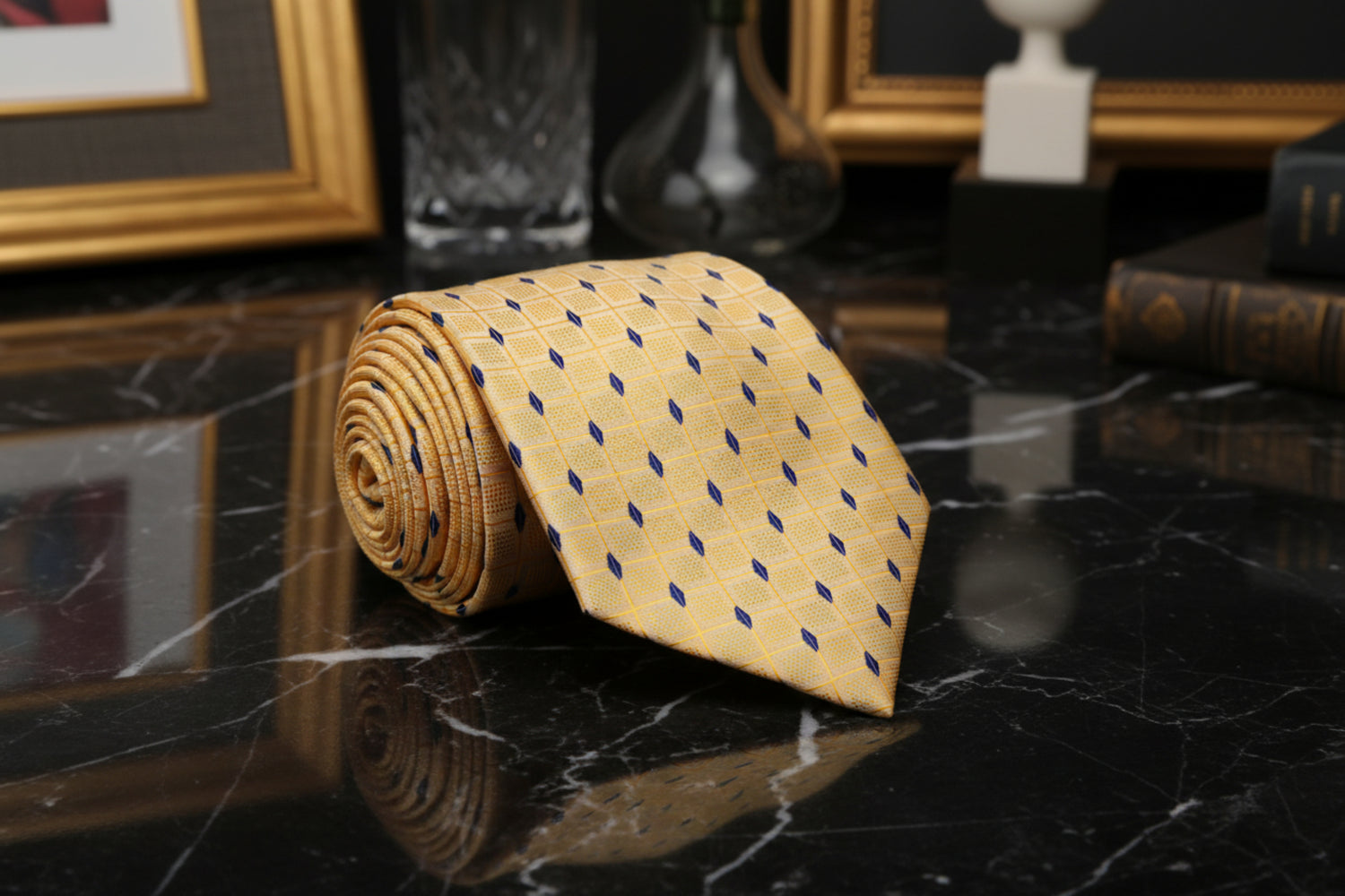 Yellow and Blue Geometric Tie