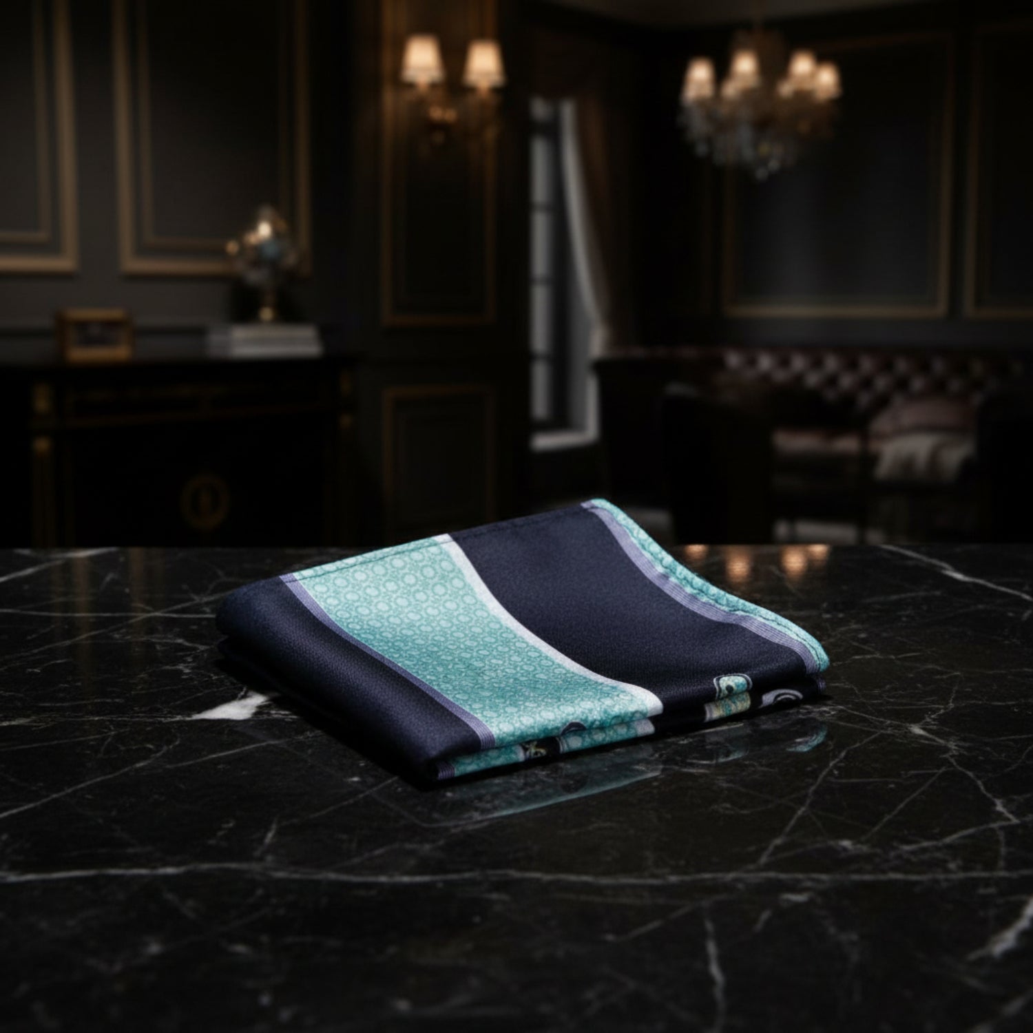 Ice Black Abstract Pocket Square