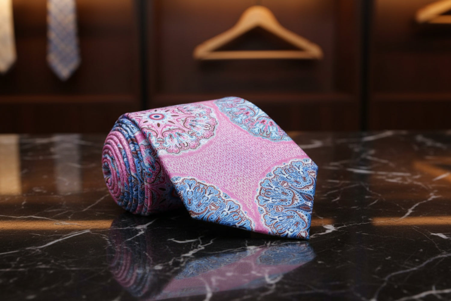 Pink and Blue Abstract Tie