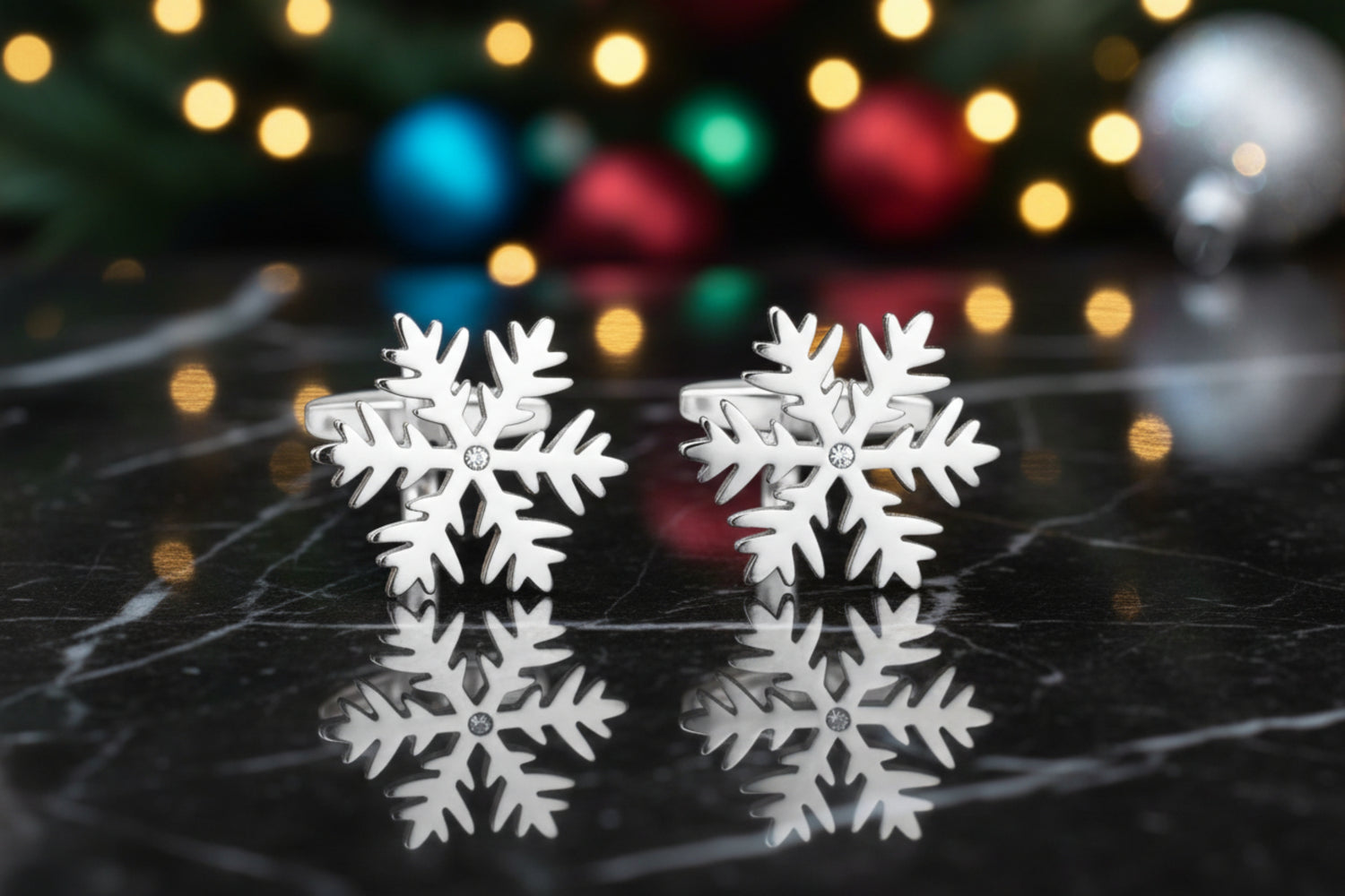 Chrome Snowflake Cufflinks