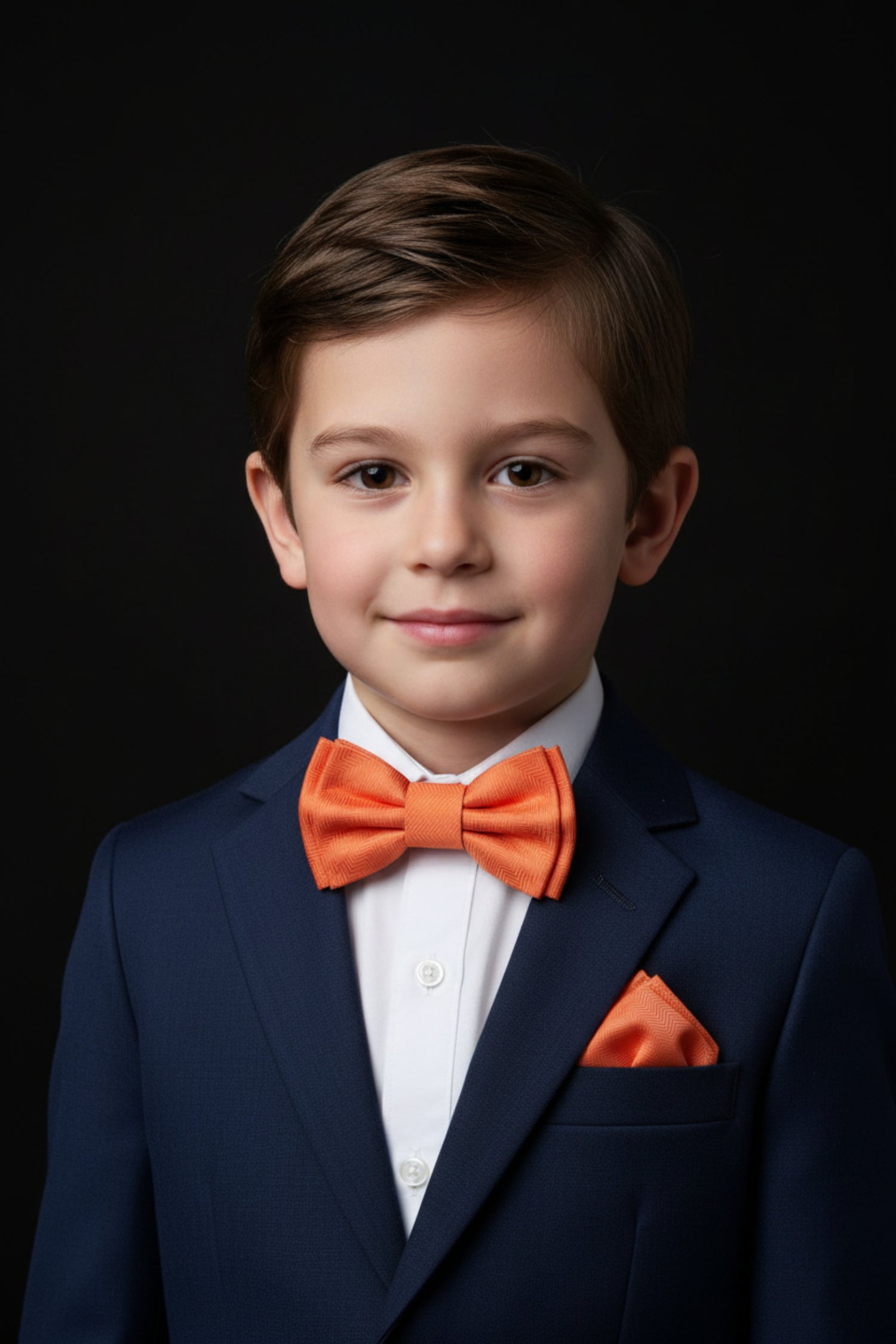 Kids Tiger Orange Bow Tie and Pocket Square